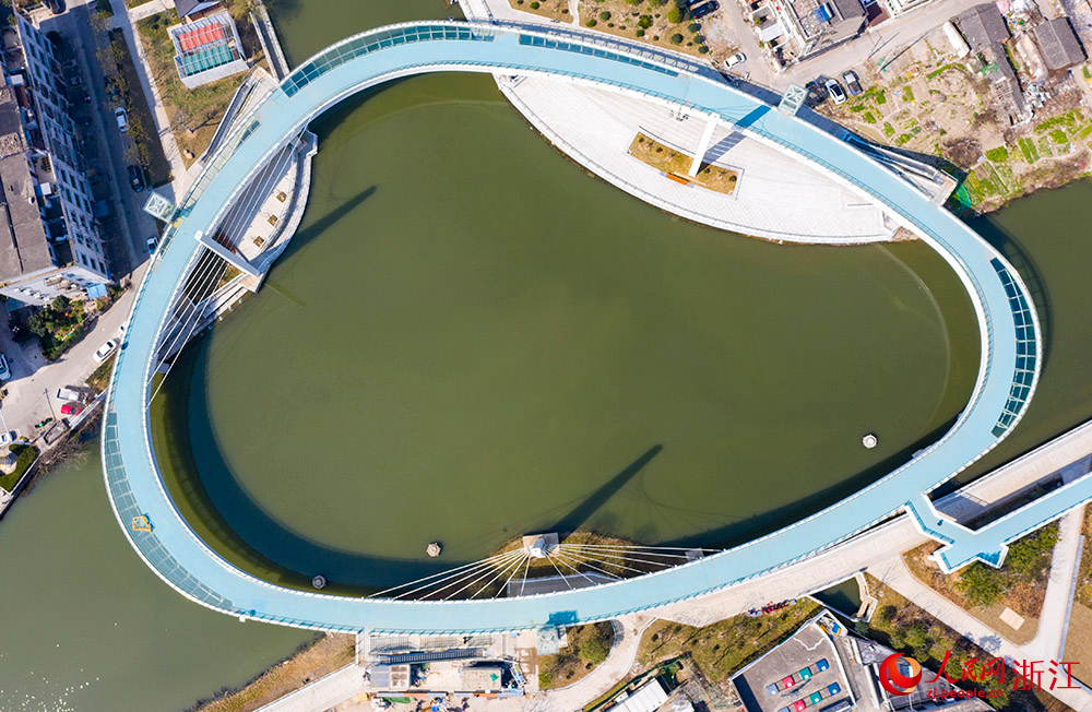 2月23日，空中俯瞰官河古道工程的重要節點之一的橘源橋。人民網 章勇濤攝 