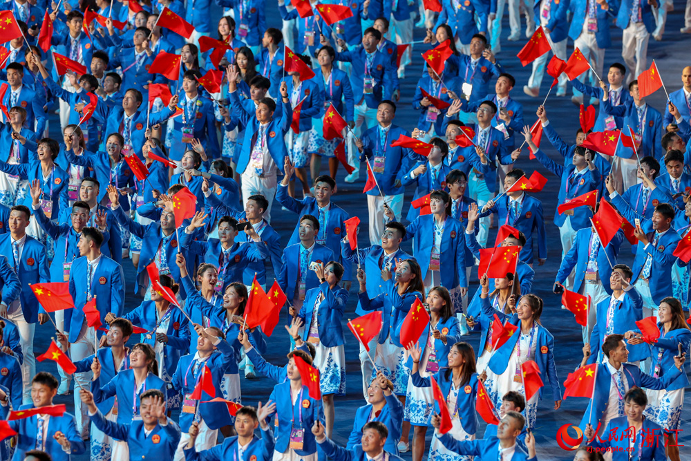 9月23日晚，第19屆亞洲運動會開幕式在浙江省杭州市舉行。人民網 章勇濤攝