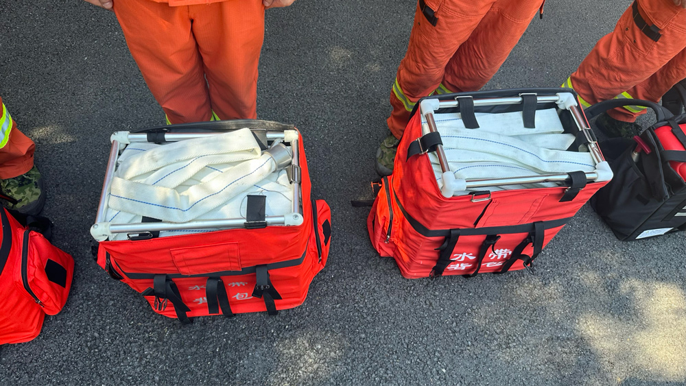 西湖森林消防專業隊的水帶背包。邢潔攝