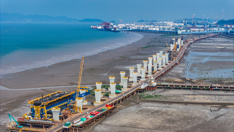 杭甬復線寧波三期項目建設現場火熱。浙交建設供圖