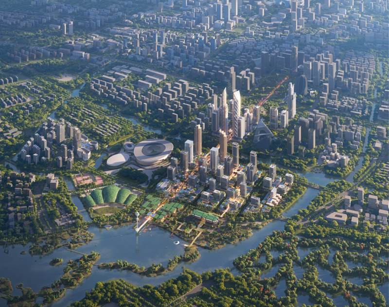 余杭中軸線俯瞰效果圖。余杭區供圖