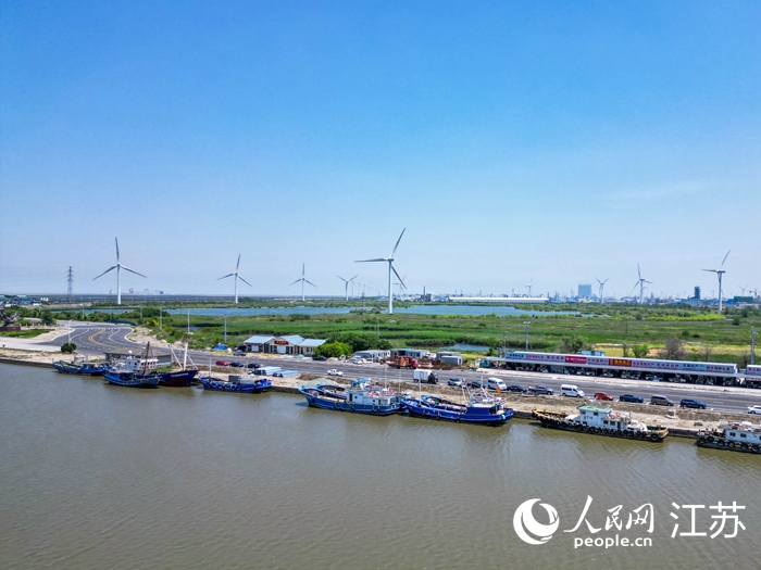 如東漁港附近的風電場。人民網 徐晨曦攝