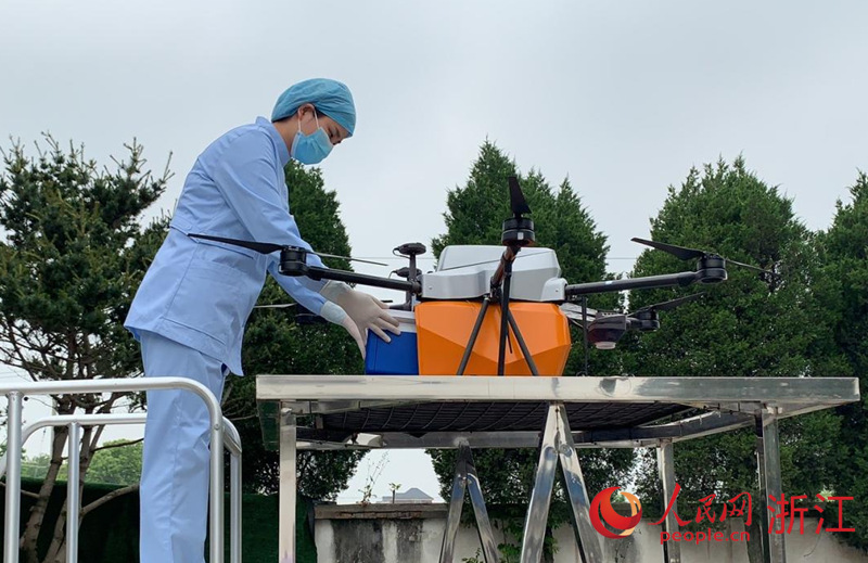 無人機送來醫療樣本。余杭區余杭街道社區衛生服務中心供圖