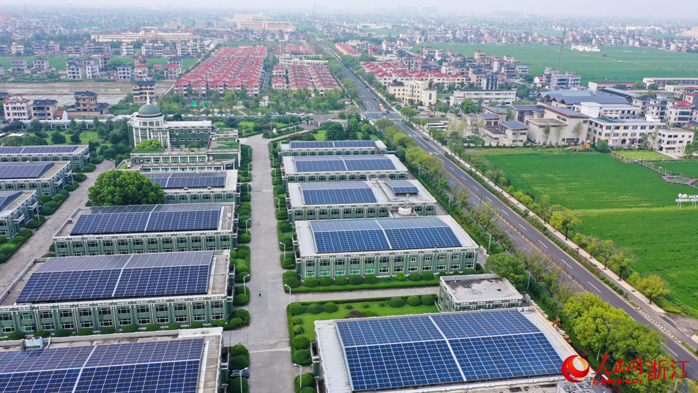 企業的屋頂上整齊排列著光伏板。人民網記者 郭揚攝