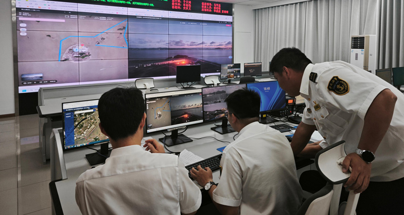 夜間巡航作業。寧波航標處供圖